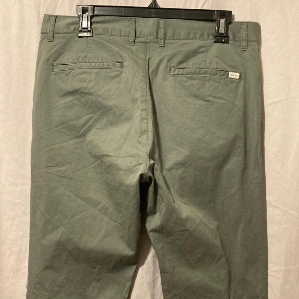 Lacoste Slim Fit Chino Pants Mens 32x33 Olive Green Stretch Cotton Twill HH2739